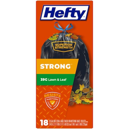 Hefty Hefty Extra Strong 39 gal No Scent Scent Lawn and Leaf Bags Drawstring 18 pk 1.1 mil E8-6720